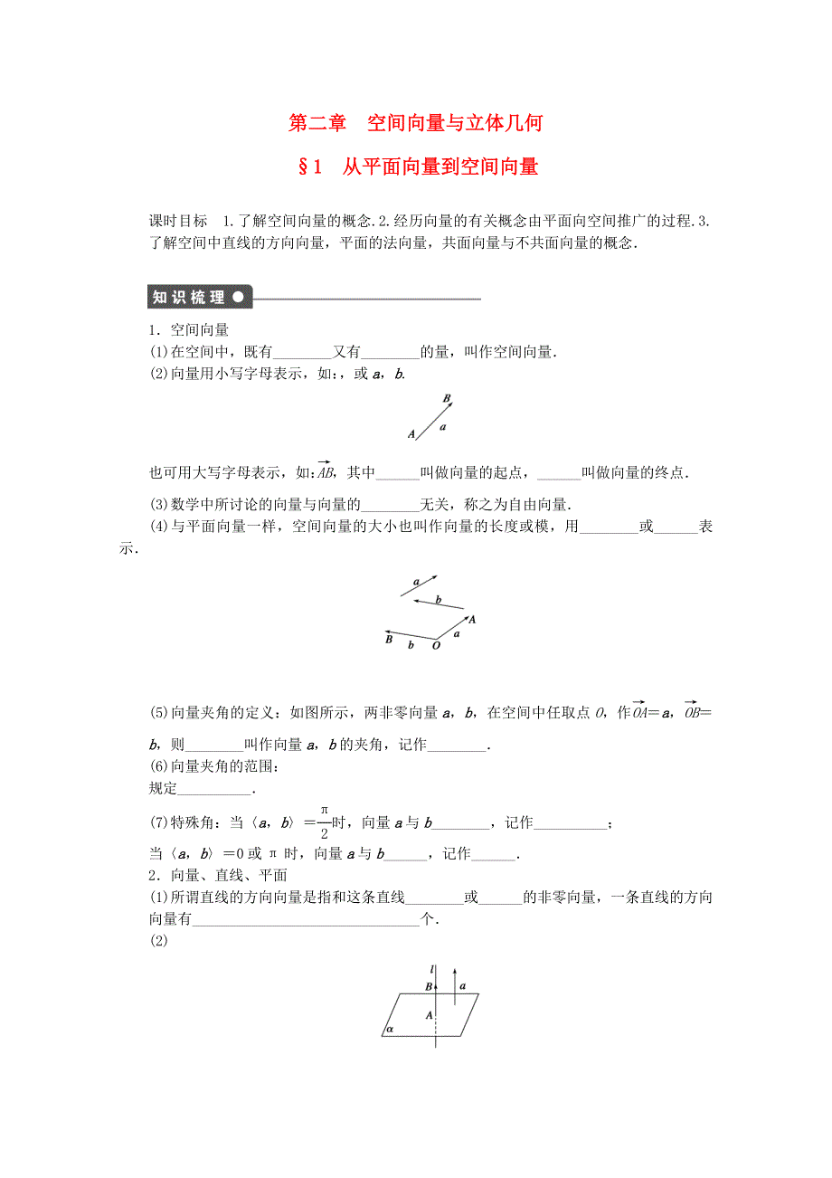 《创新设计》2016-2017学年高中数学北师大版版选修2-1课时作业：第二章 空间向量与立体几何1从平面向量到空间向量 WORD版含解析.doc_第1页