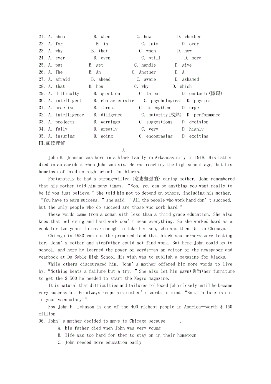 2011高三英语：UNIT5 TRAVELLING ABROAD单元检测题（新人教版选修7）.doc_第3页