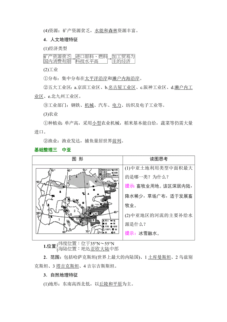 2018届高三地理一轮复习教师用书：区域地理第3部分 第2章 第2讲　东亚—日本　中亚 WORD版含解析.doc_第3页