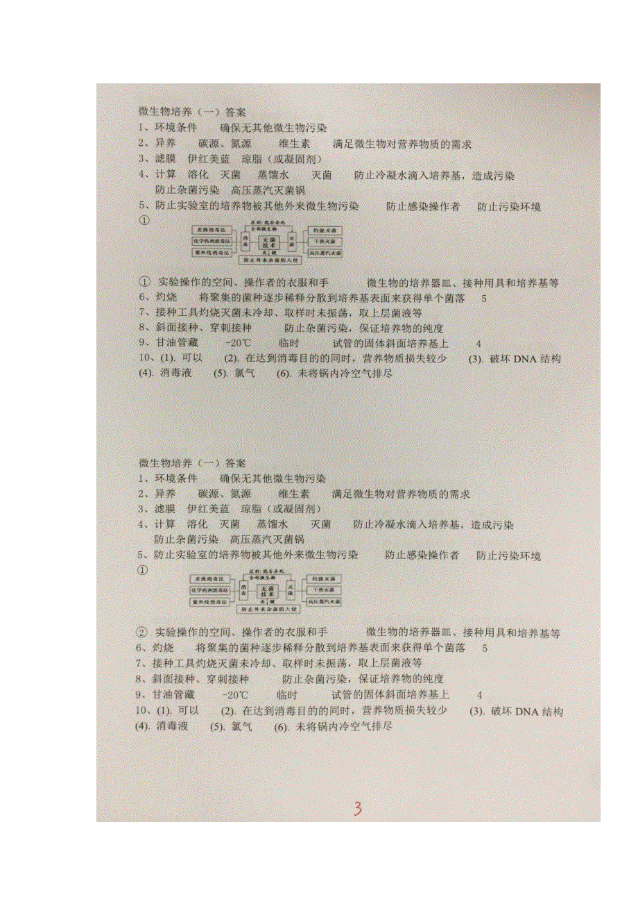 《名校推荐》贵州省贵阳市第六中学2019届高三生物复习练习（扫描版无答案）：微生物实验室培养专题（一）.doc_第3页