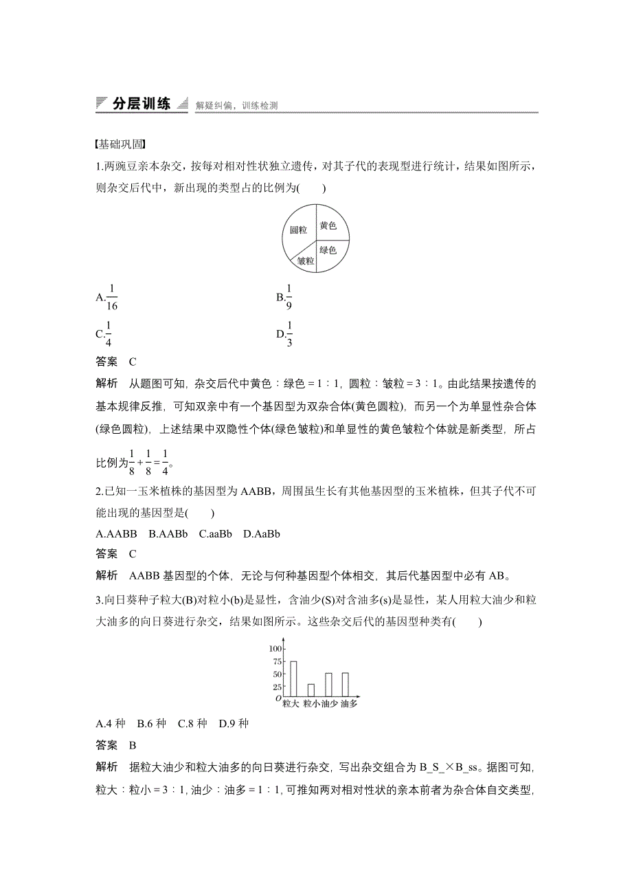 《创新设计》2016-2017学年高中生物中图版必修2练习：2.2.2 自由组合规律在实践中的应用 WORD版含解析.doc_第1页