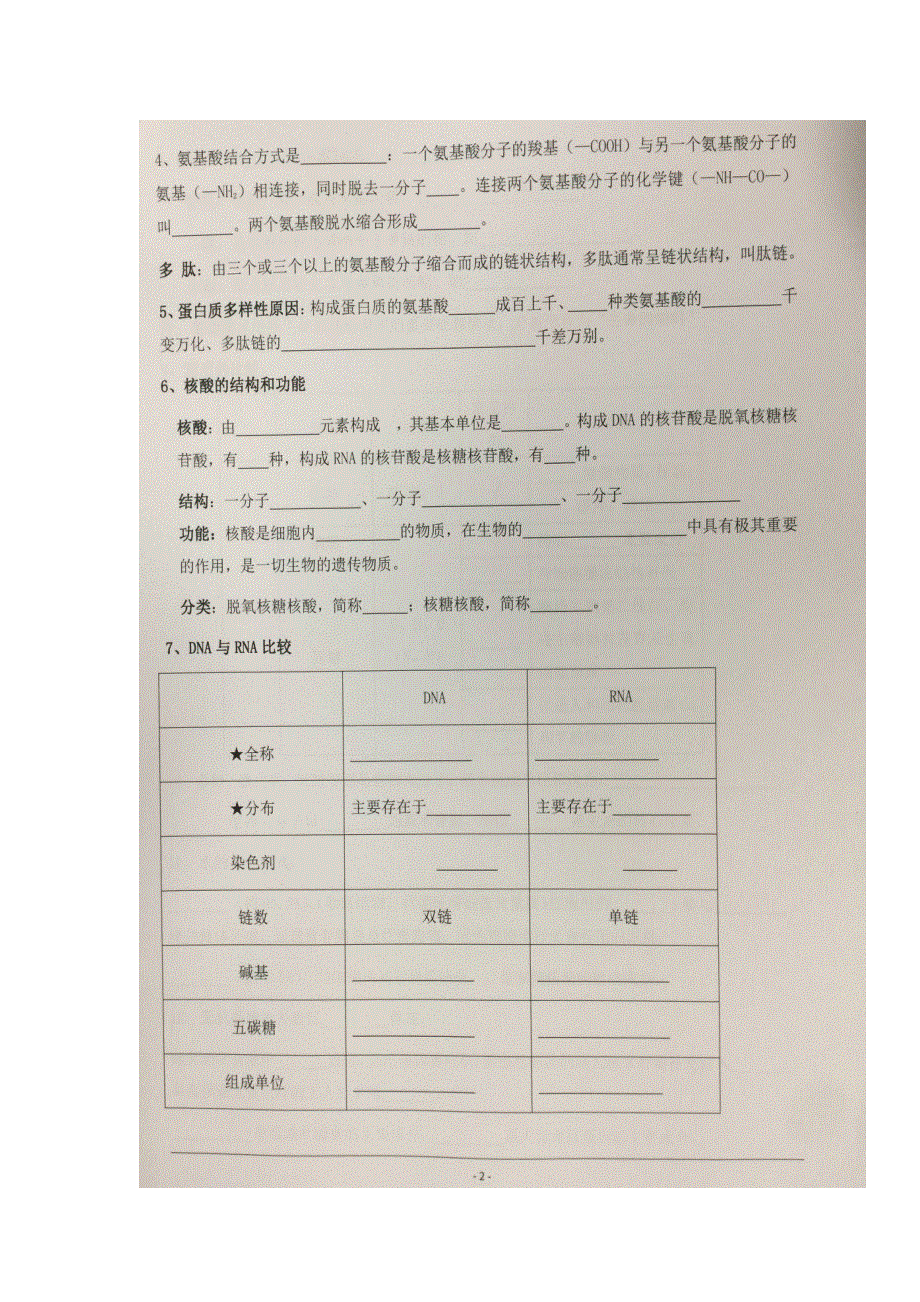 《名校推荐》贵州省贵阳市第六中学人教版高一生物必修一分子与细胞知识梳理1（扫描版）.doc_第2页