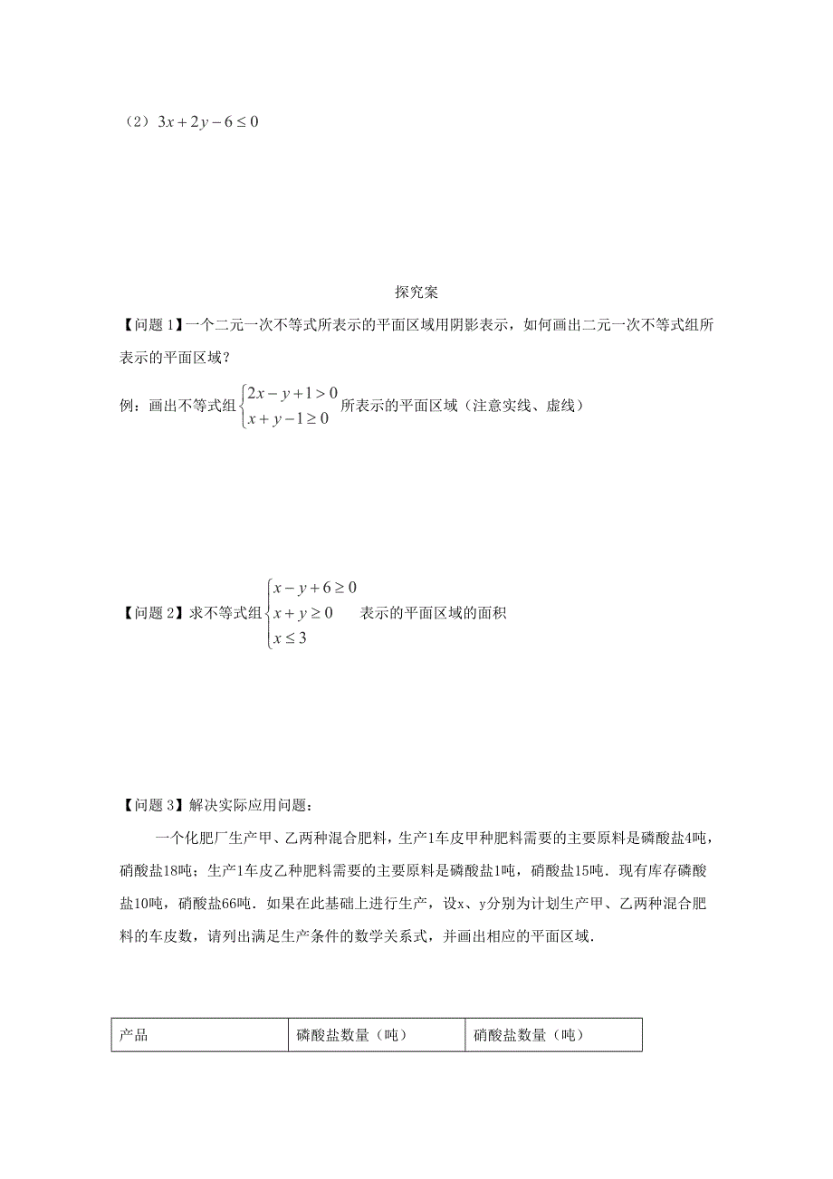 2015年辽宁省葫芦岛市第八高级中学高二数学复习学案：二元一次不等式（组）表示的平面区域（新人教A版必修五）.doc_第2页