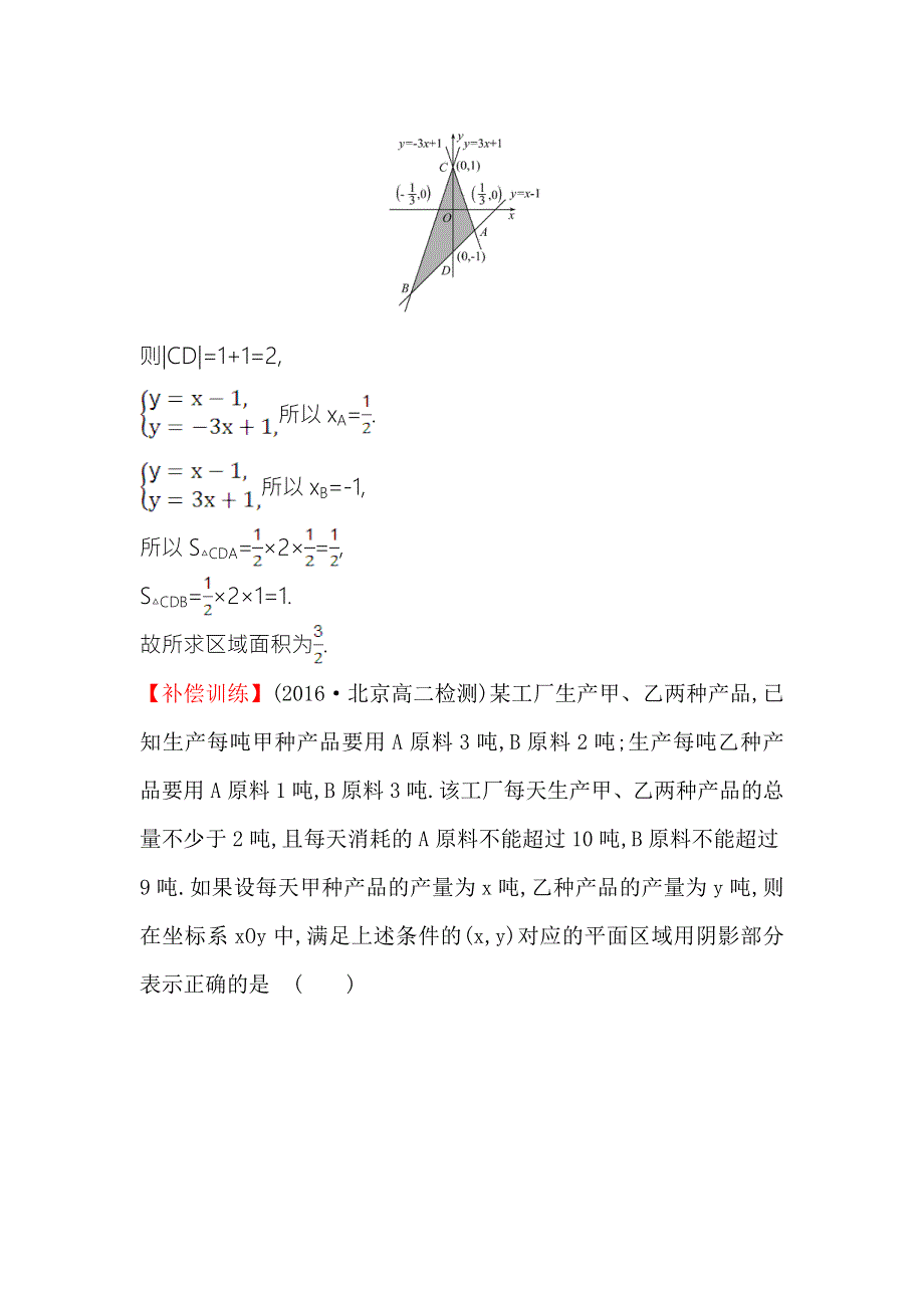 《世纪金榜》2017春人教版高中数学必修五课后提升作业 二十一 3.3.1 第2课时 二元一次不等式组表示的平面区域 WORD版含解析.doc_第3页