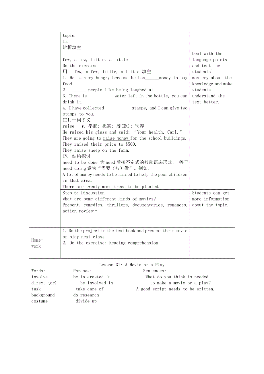 2021九年级英语上册 Unit 6 Movies and Theater Lesson31 A Movie or a Play教学设计（新版）冀教版.doc_第2页