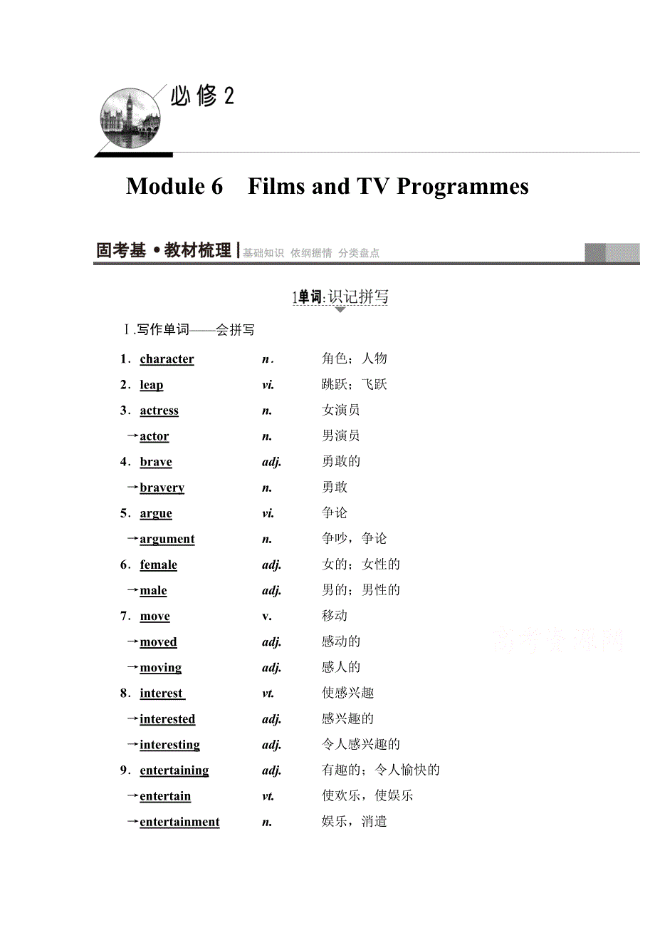 2018届高三英语外研版一轮复习文档 第1部分 必修2 MODULE 6　FILMS AND TV PROGRAMMES 教师用书 WORD版含答案.doc_第1页