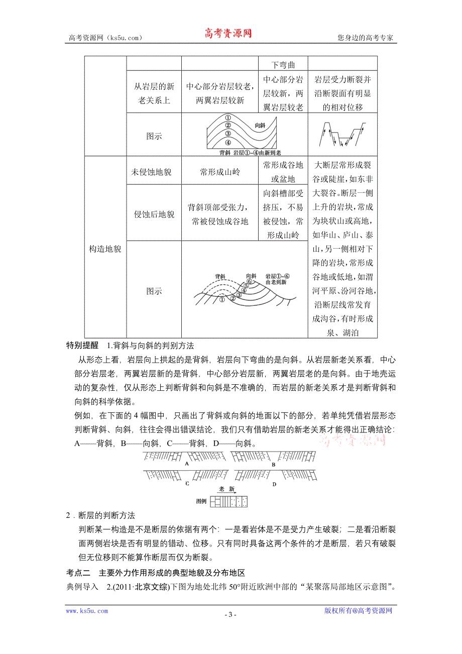 2013届高考地理一轮复习教案：内、外力作用与地表形态变化（鲁教版）.doc_第3页