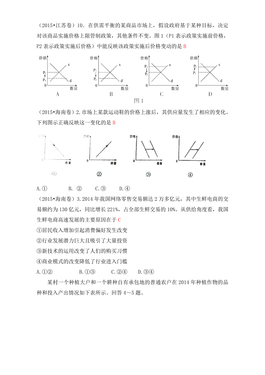 2015年高考政治真题分类汇编：A生活与消费 WORD版含解析.doc_第2页