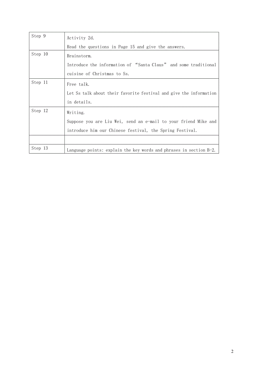 2021九年级英语全册 Unit 2 I think that mooncakes are delicious Section B-2教案设计（新版）人教新目标版.doc_第2页