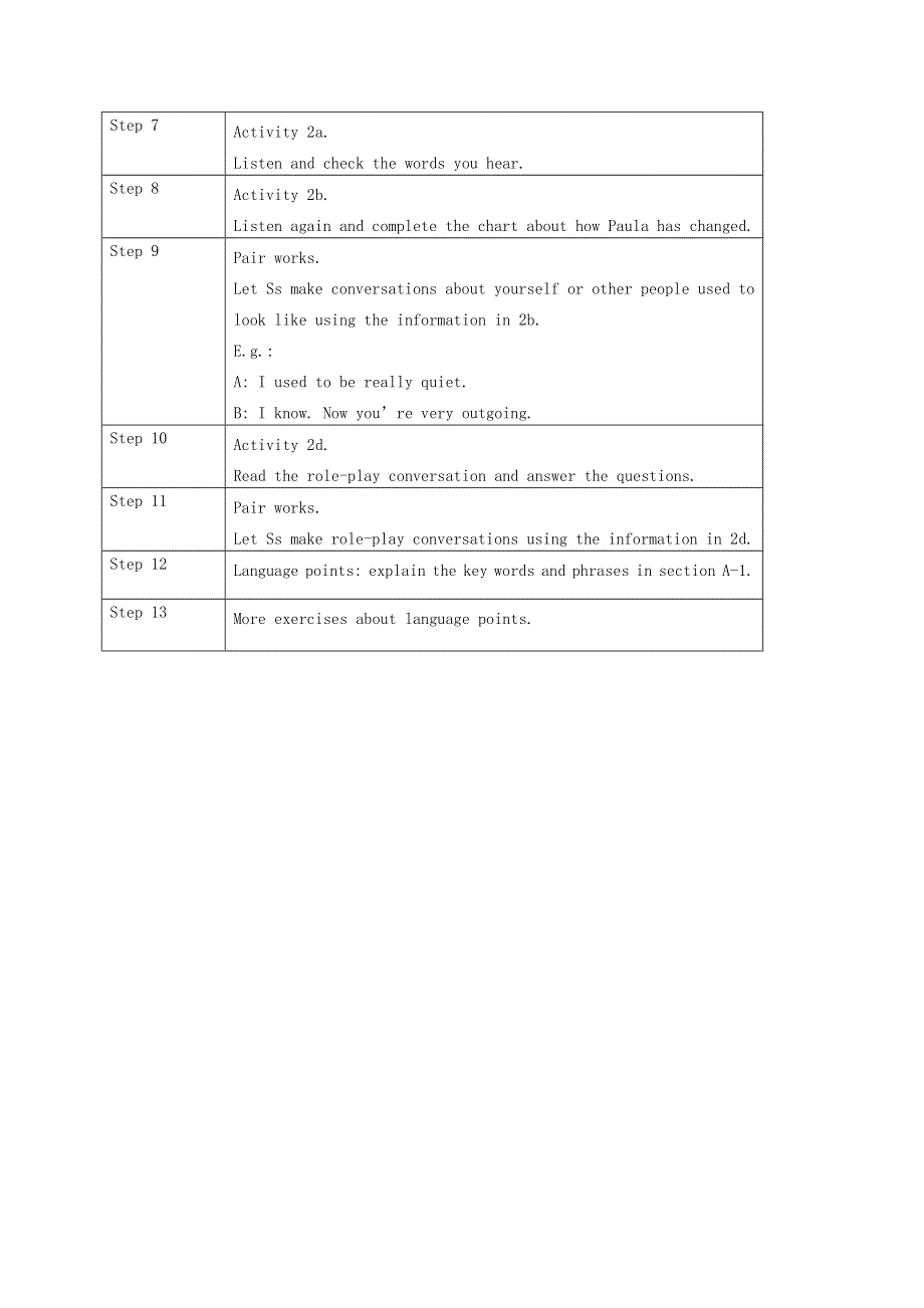 2021九年级英语全册 Unit 4 I used to be afraid of the dark Section A-1 教案设计（新版）人教新目标版.doc_第2页