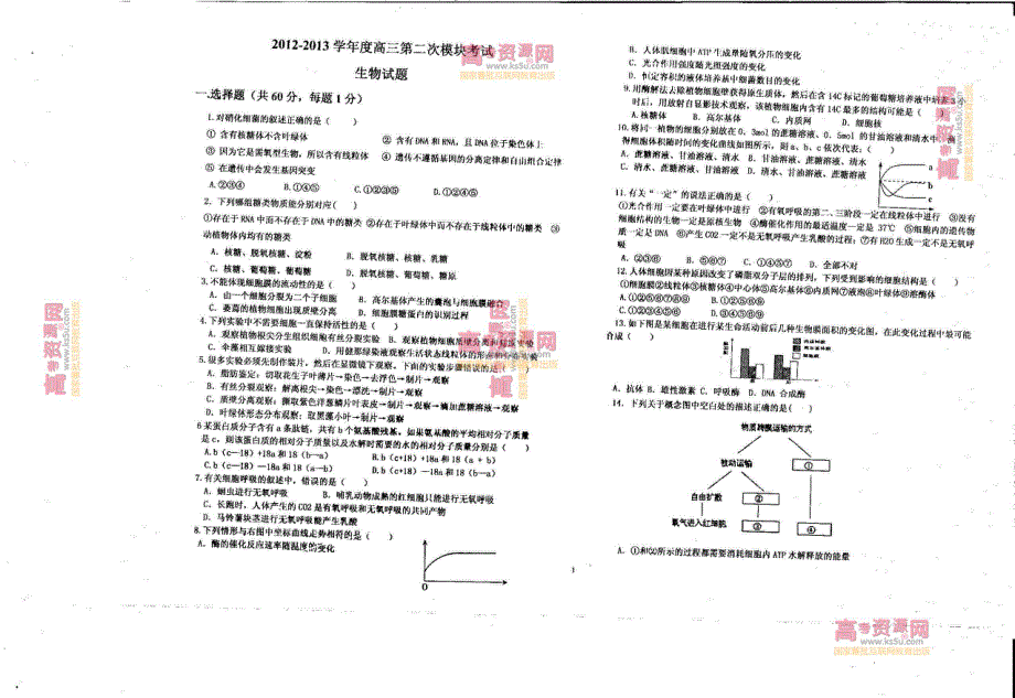 《首发》山东省聊城市莘县二中2013届高三上学期期中考试 生物 缺答案 PDF版.pdf_第1页