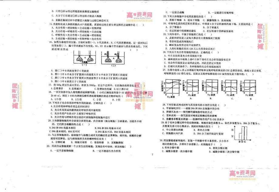 《首发》山东省聊城市莘县二中2013届高三上学期期中考试 生物 缺答案 PDF版.pdf_第2页