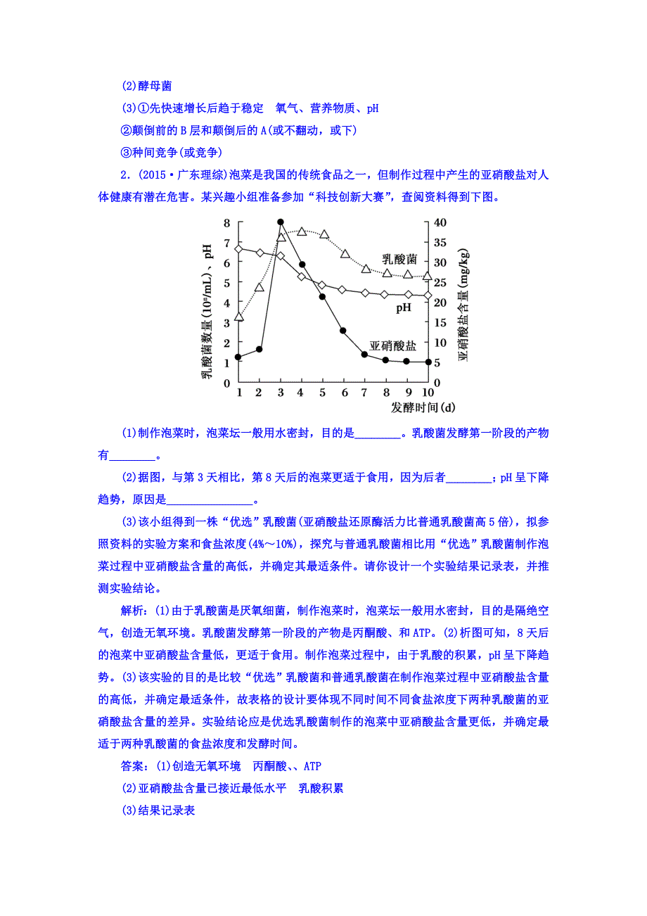 2018届高三生物一轮复习习题 选修1　生物技术实践 专题1　传统发酵技术的应用 选1-1 真题演练 WORD版含答案.DOC_第2页