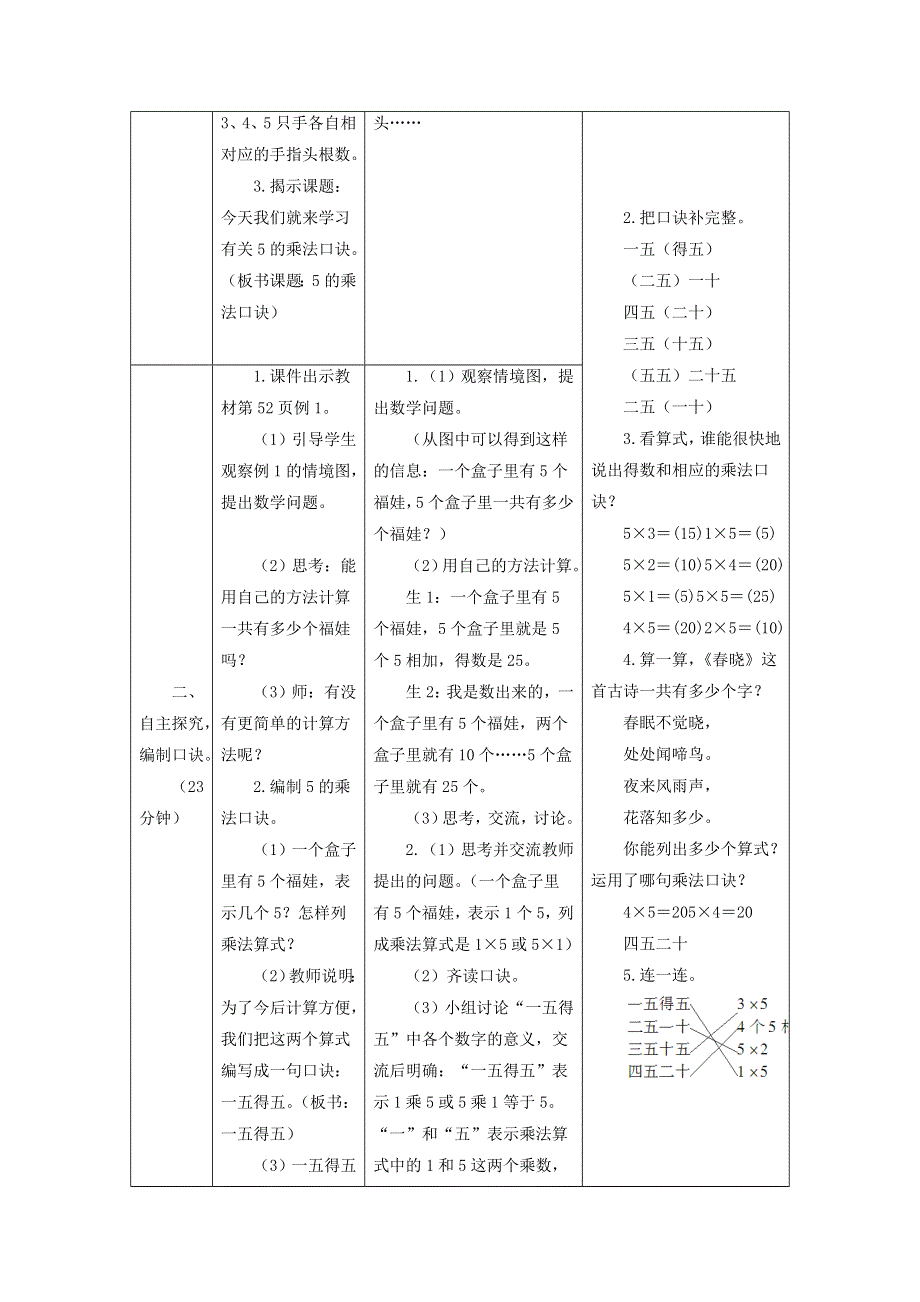 2021二年级数学上册 第4单元 表内乘法（一）第2课时 5的乘法口诀教案 新人教版.doc_第2页