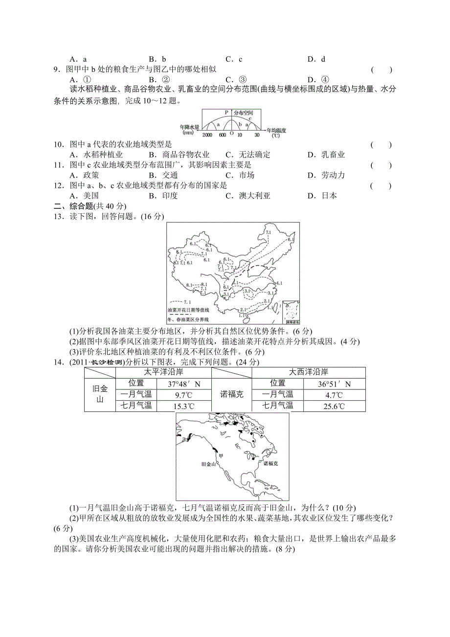 2013届高考地理一轮复习（人教新课标版）同步跟踪训练（20）农业地域类型.doc_第2页