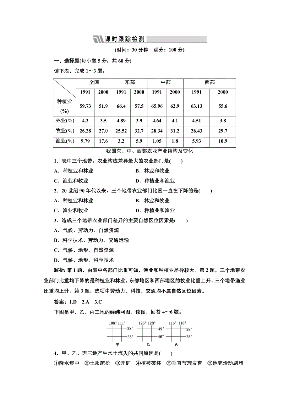 2013届高考地理一轮复习（人教新课标版）同步跟踪训练（27）地理环境对区域发展的影响.doc_第1页