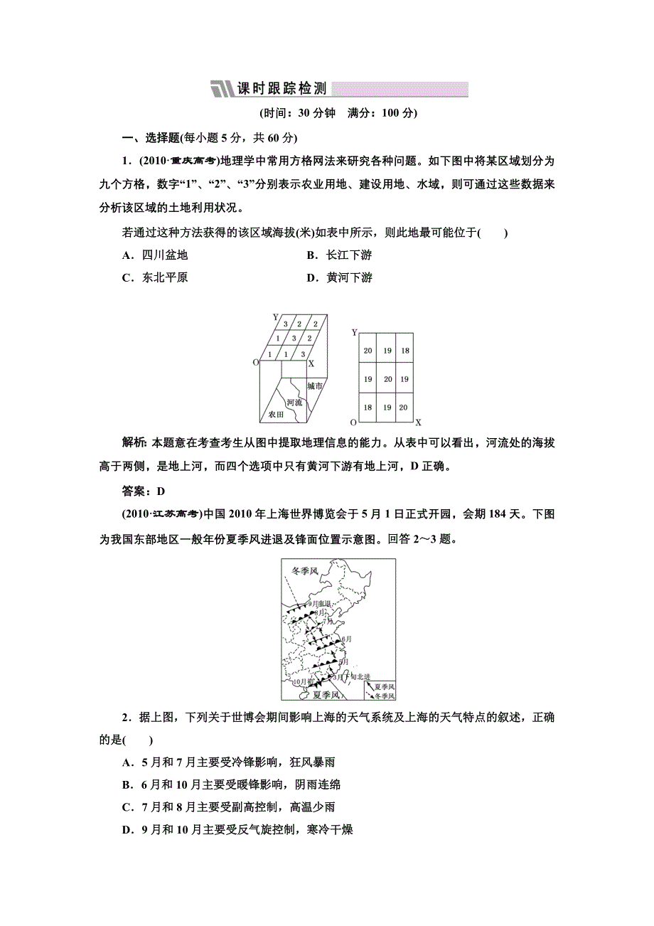 2013届高考地理一轮复习（人教新课标版）同步跟踪训练（28）地理信息技术在区域地理环境研究中的应用.doc_第1页