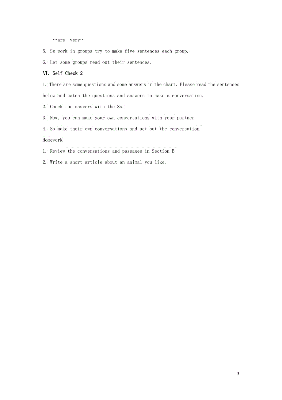 人教七下英语Unit 5 Why do you like pandas Section B（3a-Self Check）教案.doc_第3页
