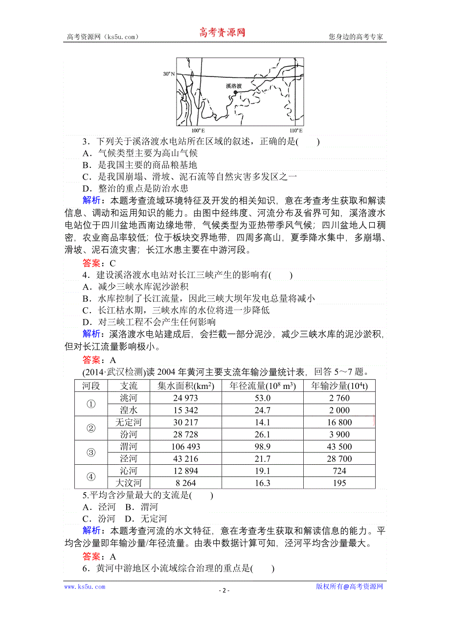 2015湘教版《师说》地理总复习 第十一章　区域可持续发展 课时作业33 WORD版含解析.doc_第2页