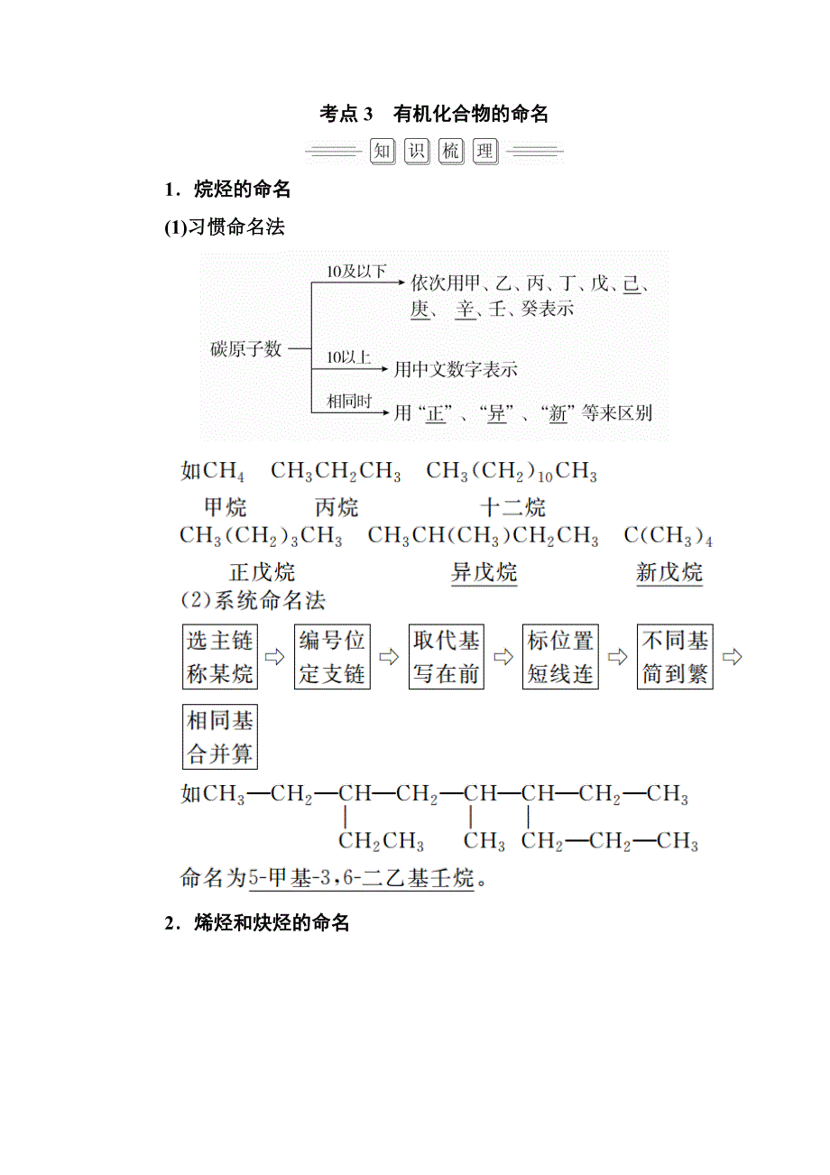 2018届高考化学大一轮复习教师用书：选修5 第1节 考点3　有机化合物的命名 WORD版含解析.doc_第1页