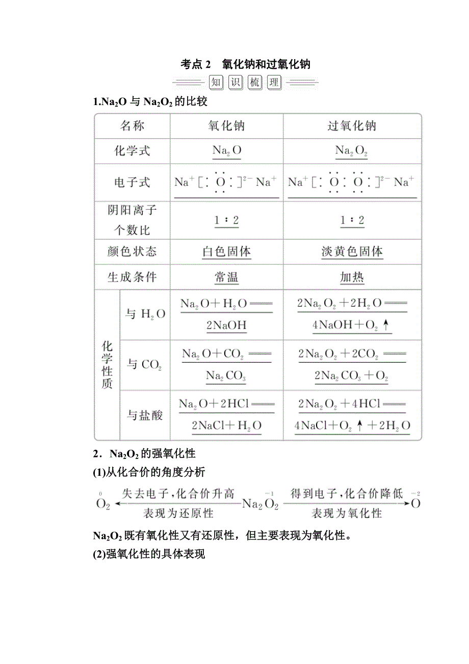 2018届高考化学大一轮复习教师用书：第3章 第1节 考点2　氧化钠和过氧化钠 WORD版含解析.doc_第1页