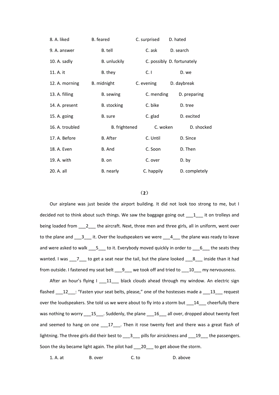 2011高考总英语总复习高分必练完形填空（九）（含详细答案）.doc_第2页