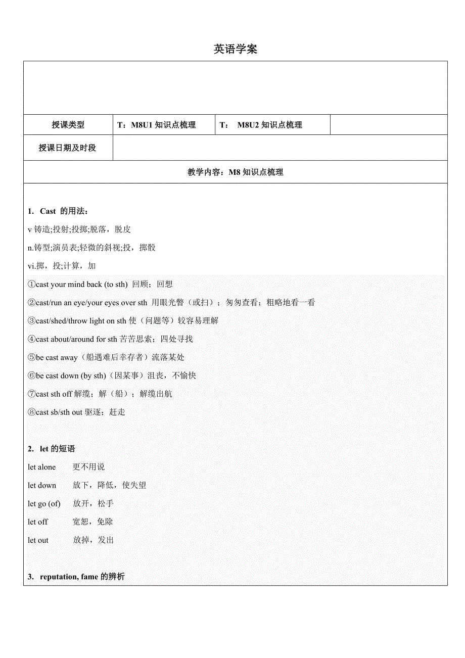 2020学年译林版高考英语考点梳理M8考点梳理.doc_第1页