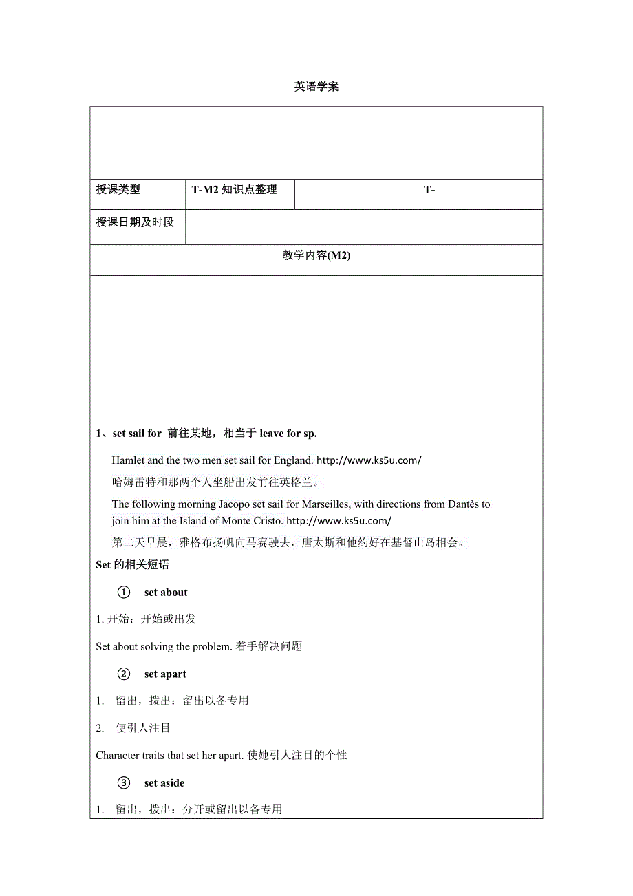 2020学年译林版高考英语考点梳理M2考点梳理.doc_第1页