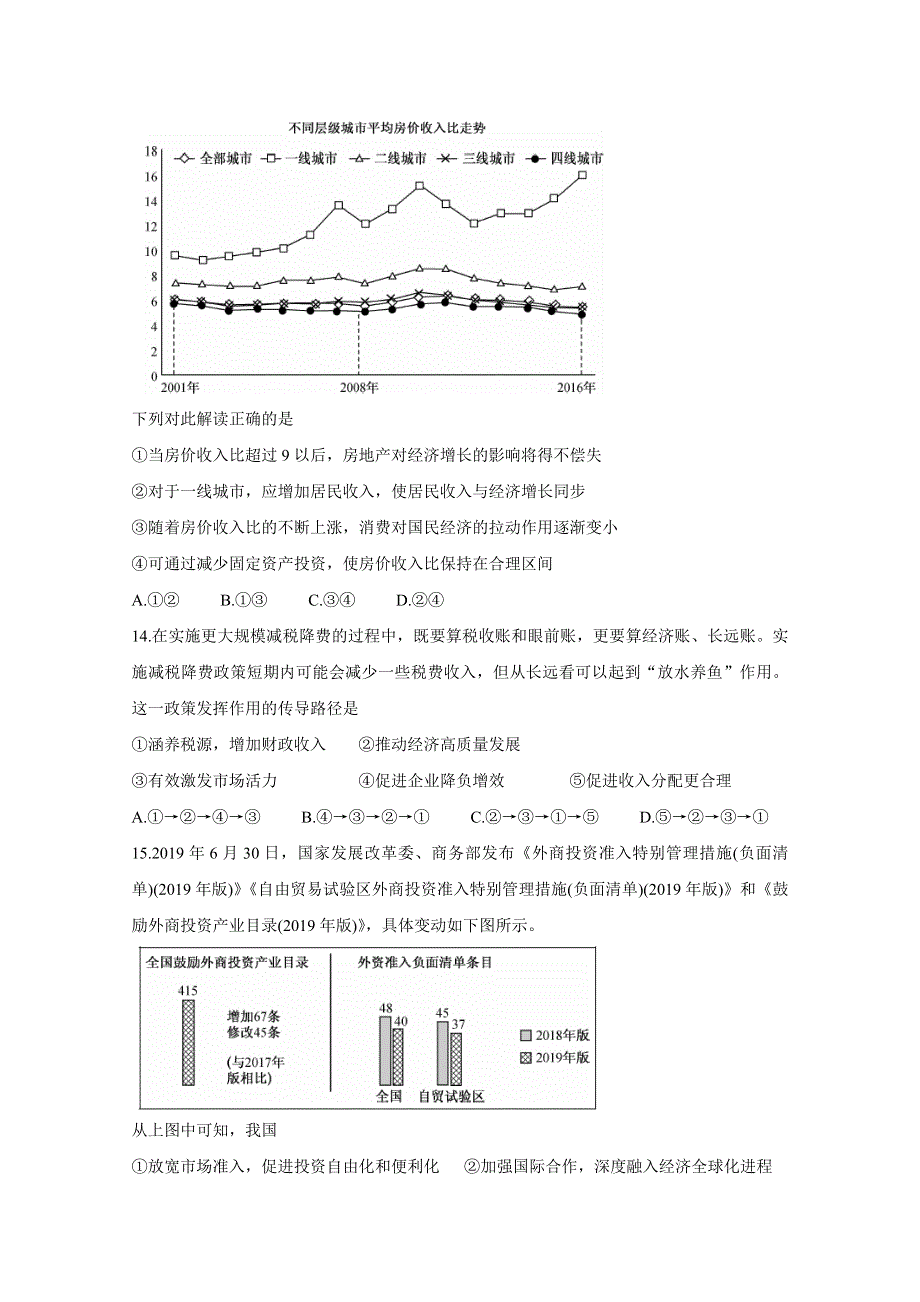 2020届3月高三在线公益联考试题 政治 WORD版含答案BYCHUN.doc_第2页