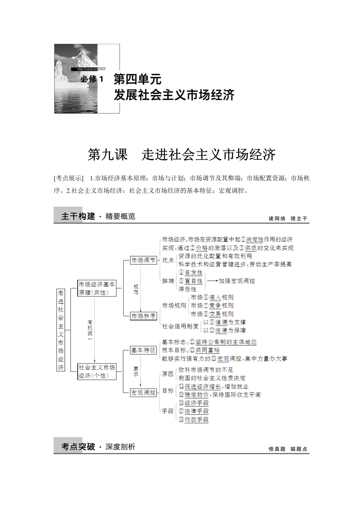 2015年高考政治一轮总复习配套文档：第4单元 第9课 走进社会主义市场经济.doc_第1页