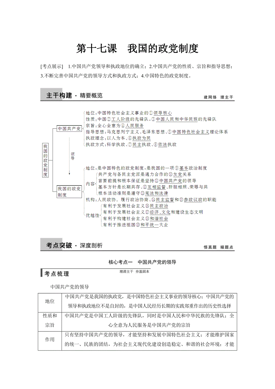 2015年高考政治一轮总复习配套文档：第7单元 第17课 我国的政党制度.doc_第1页