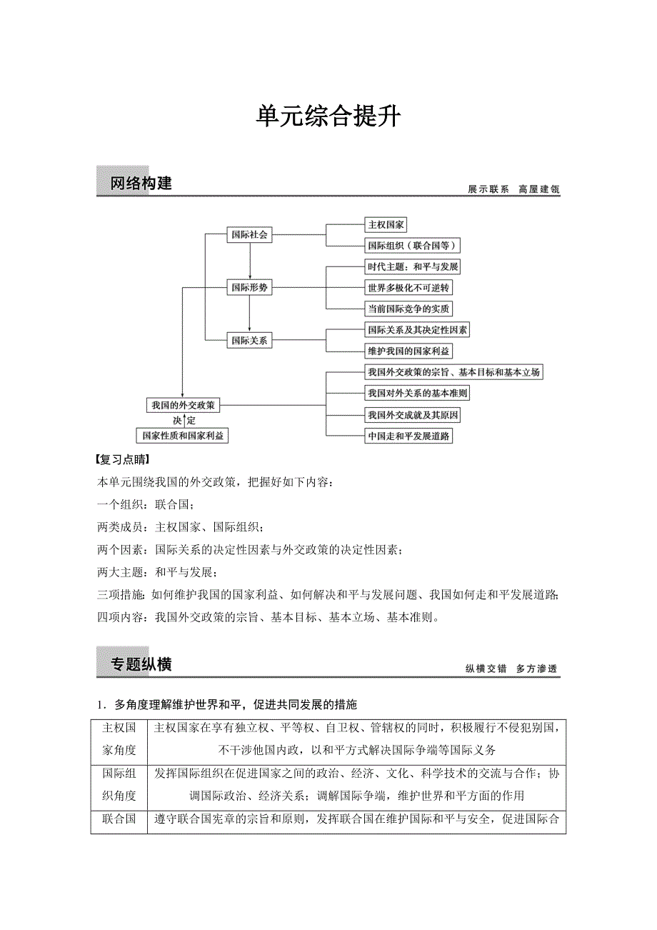 2015年高考政治一轮总复习配套文档：第8单元 单元综合提升.doc_第1页