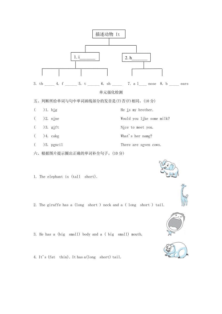 2022三年级英语下册 Unit 3 At the zoo单元知识梳理卷 人教PEP.doc_第2页