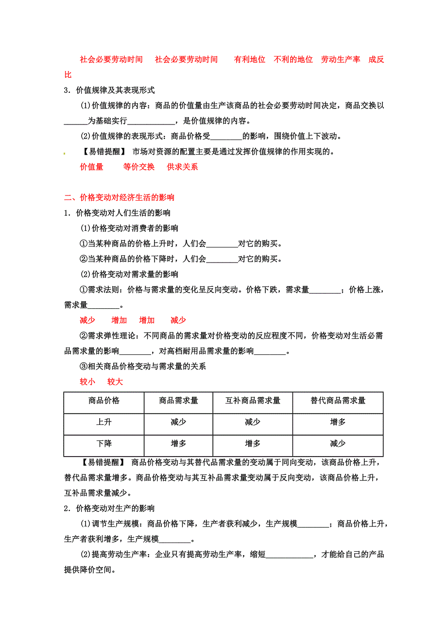 2013届高考政治一轮复习精品学案 必修1 专题02 多变的价格（教师版）.doc_第3页