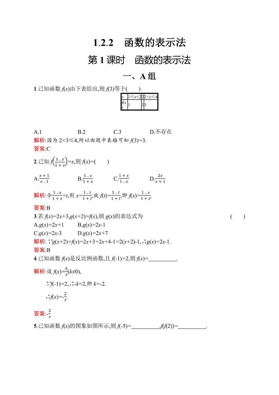 《学考优化指导》2016-2017学年高一数学（人教A版）必修1练习：第1章 集合与函数概念1.2.2.1 WORD版含答案.docx_第1页