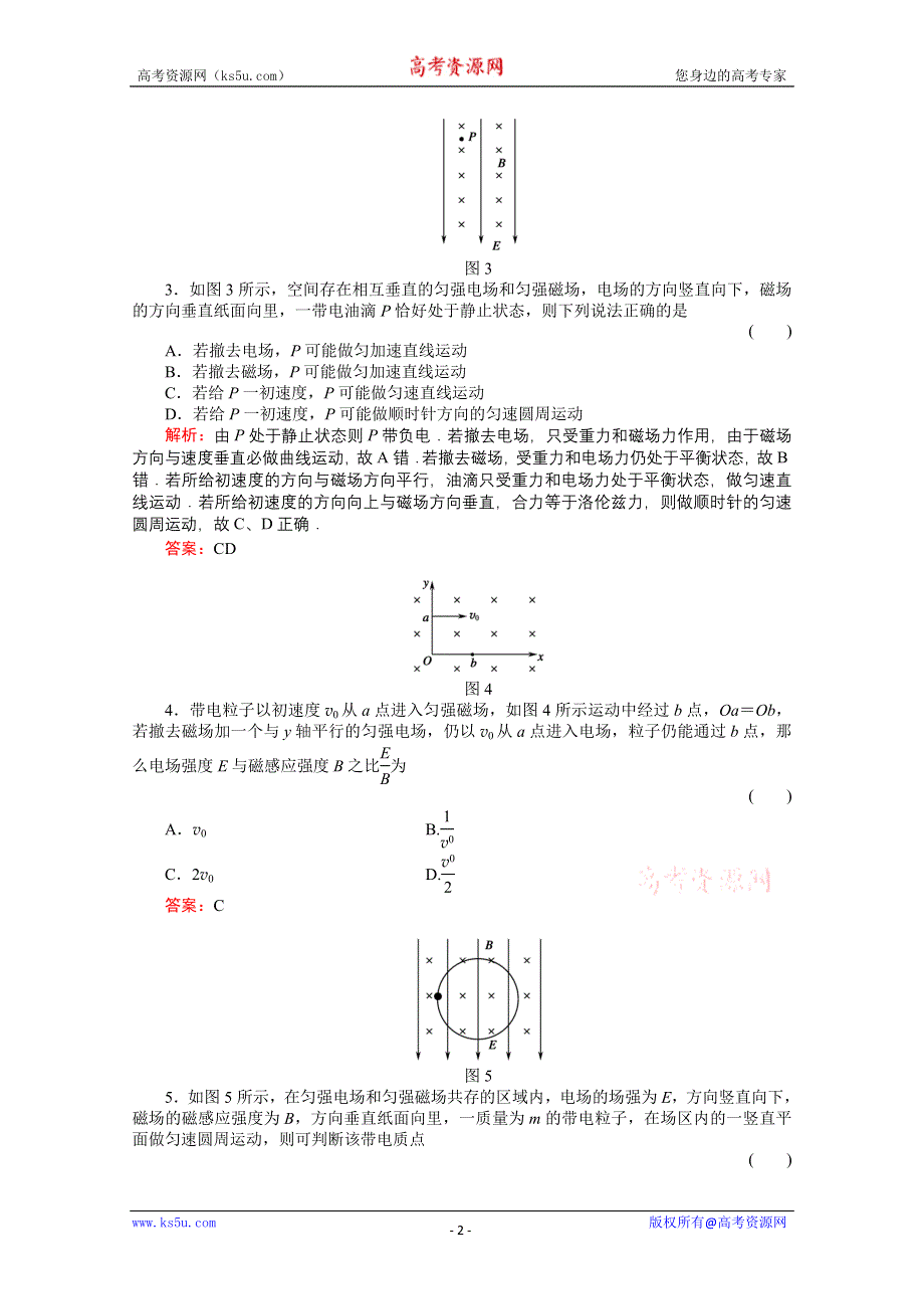 2011高考物理总复习《红对勾》课时作业及单元检测_课时作业29　带电粒子在复合场中的运动(详细解析)_课时作业29　带电粒子在复合场中的运动(详细解析).doc_第2页