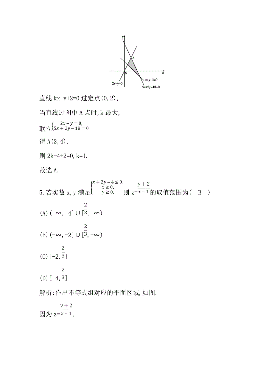 2020届高三数学（浙江专用）总复习练习：第五章 第二节　简单线性规划 课时训练 WORD版含解析.doc_第3页