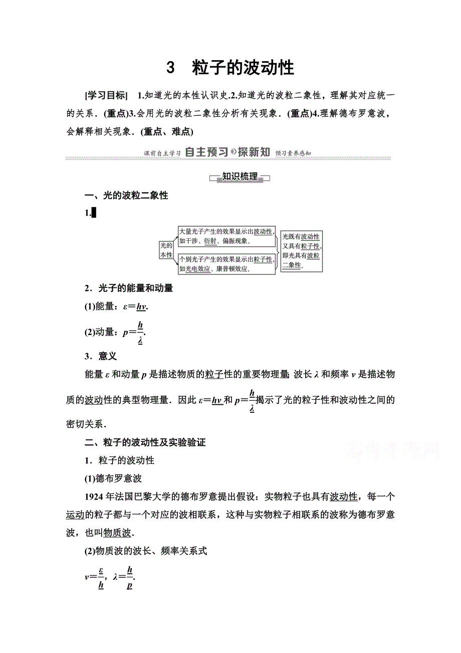 2020-2021学年人教版物理选修3-5教师用书：第17章 3　粒子的波动性 WORD版含解析.doc_第1页