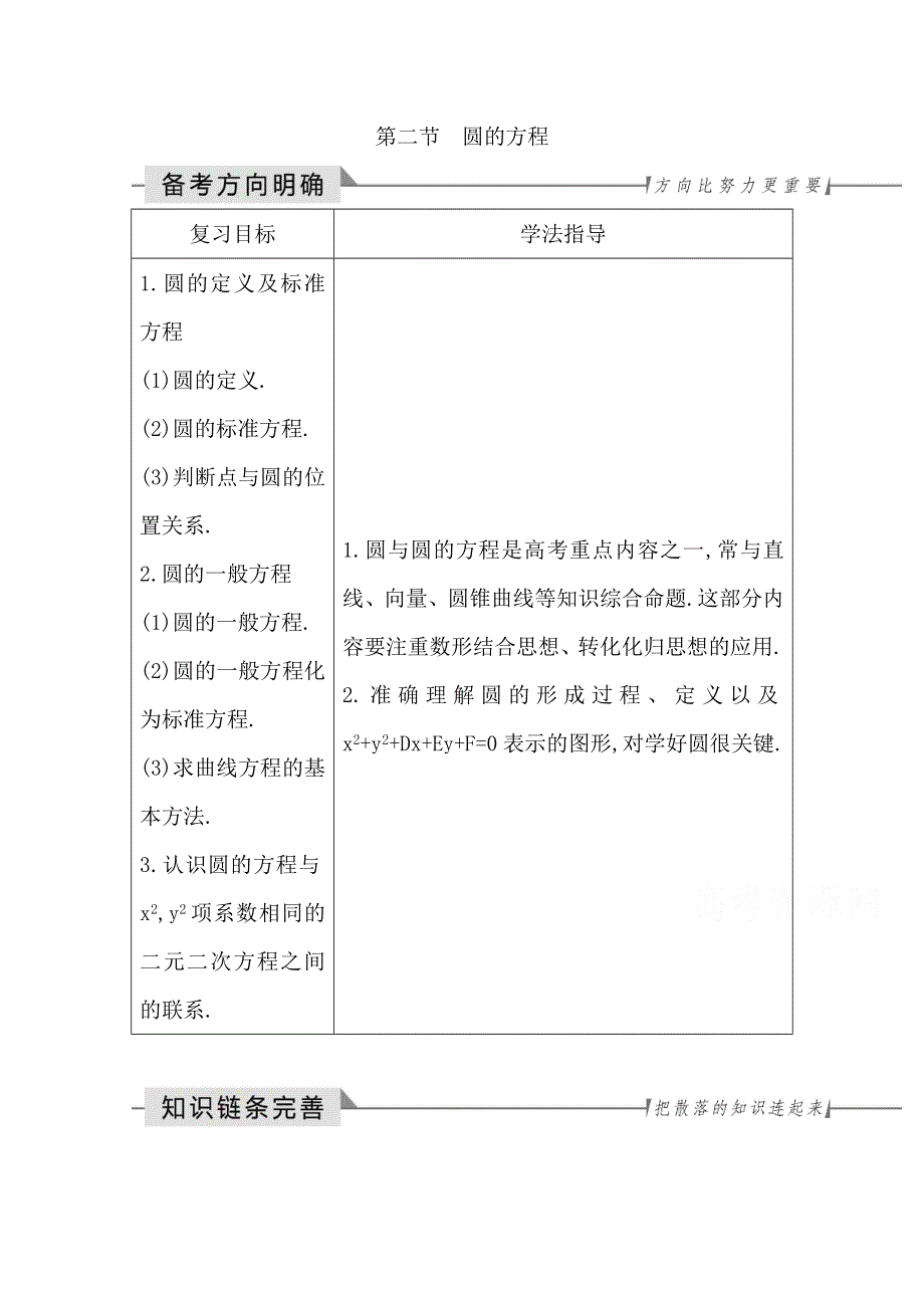 2020届高三数学（浙江专用）总复习讲义：第十一章 第二节　圆的方程 WORD版含答案.doc_第1页