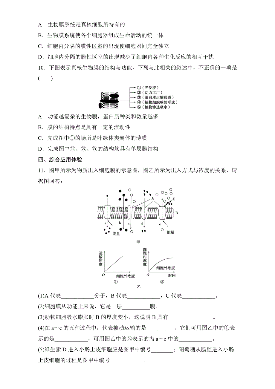 《寒假作业》假期培优解决方案 寒假专题突破练 高一生物（通用版）专题五　生物膜的结构和功能（二） WORD版含解析.doc_第3页