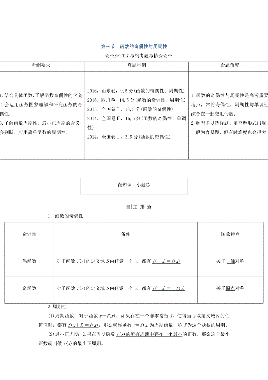 2018届高考数学（理）大一轮复习顶层设计教师用书：第二章 函数、导数及其应用 第三节 函数的奇偶性与周期性 WORD版含答案.doc_第1页