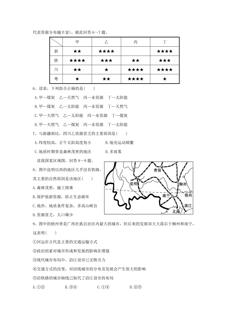 四川省德阳市绵竹市南轩中学2019-2020学年高二地理下学期第一次月考试题.doc_第2页