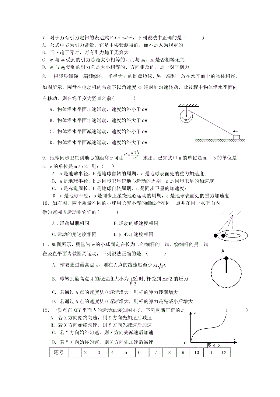 四川省成都七中实验学校11-12学年高一下学期期中考试 物理.doc_第2页