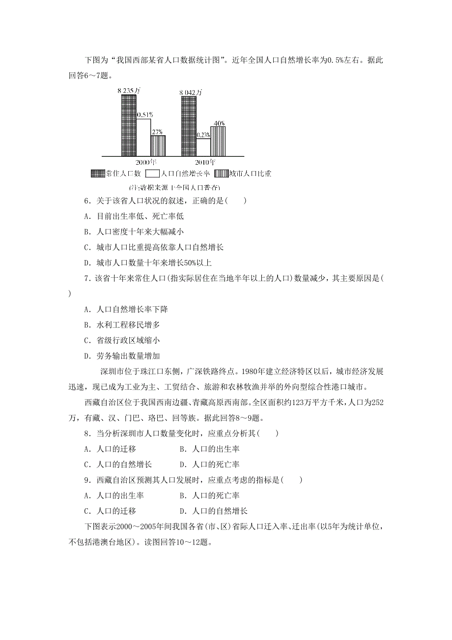 2016-2017学年人教版高一地理必修二同步练习：1.2《人口的空间变化》2 WORD版含答案.doc_第2页