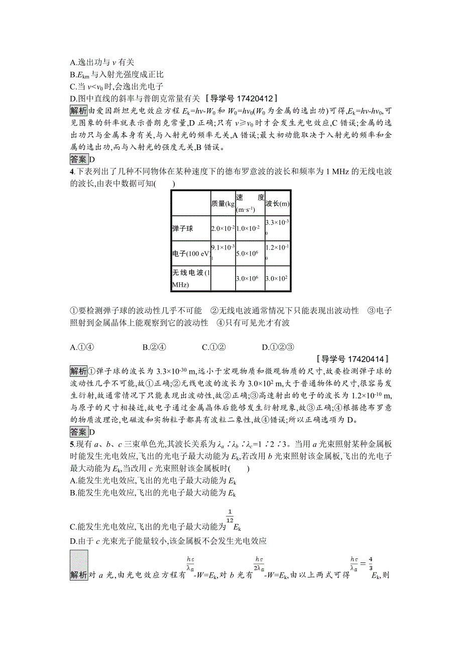 2018届高考物理一轮复习考点规范练　光电效应　波粒二象性 WORD版含解析.doc_第2页