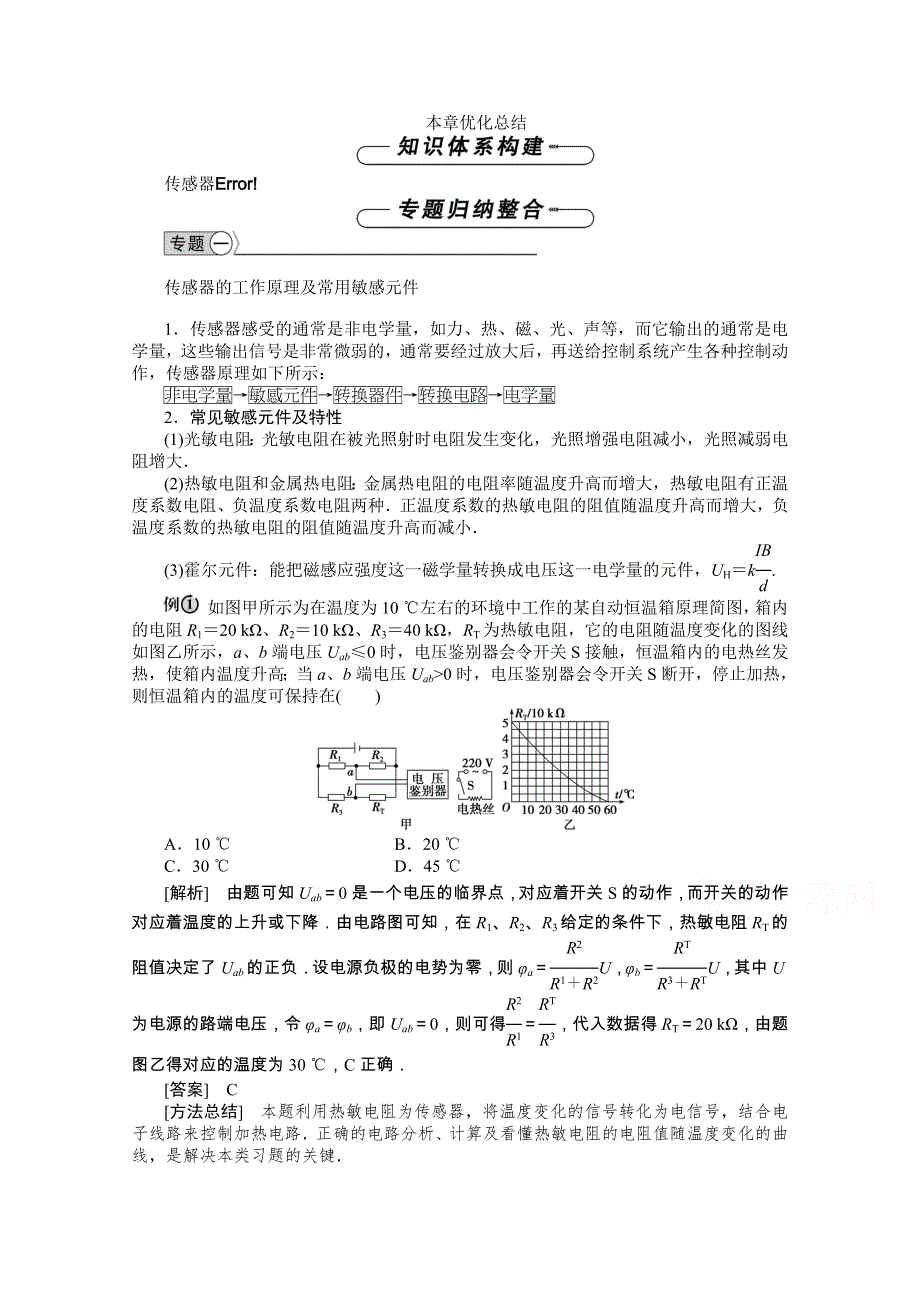 2018届高考物理二轮复习 专题卷汇编 传感器 专题卷 WORD版含答案.doc_第1页