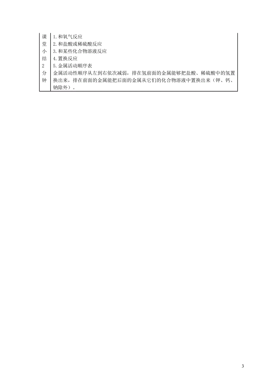 2022九年级化学下册 第6章 金属6.2 金属的化学性质第2课时 金属活动性顺序教学设计（新版）粤教版.doc_第3页