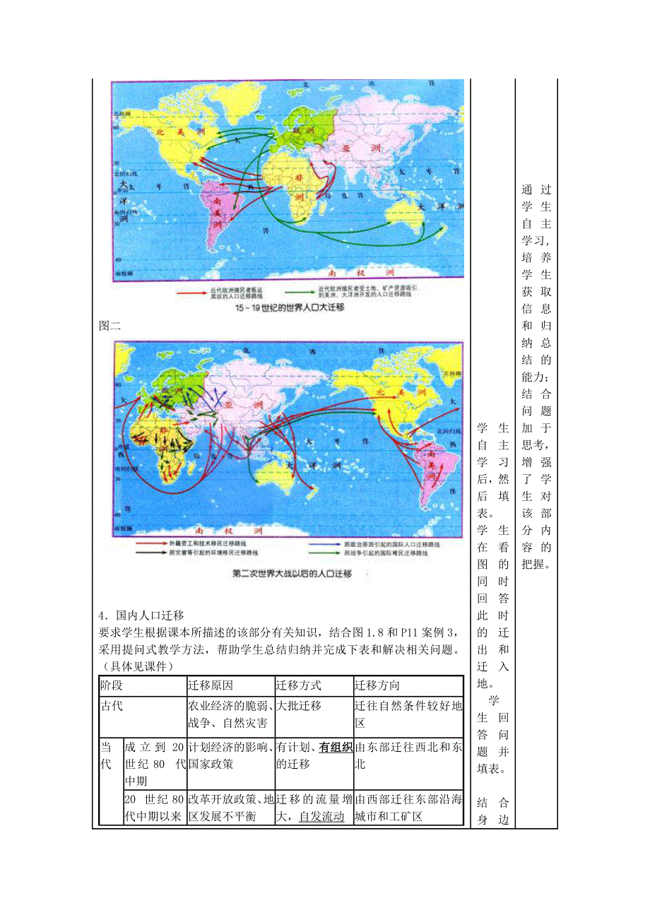 2016-2017学年人教版高一地理必修二第一章第二节《人口的空间变化》教学设计1 .doc_第3页