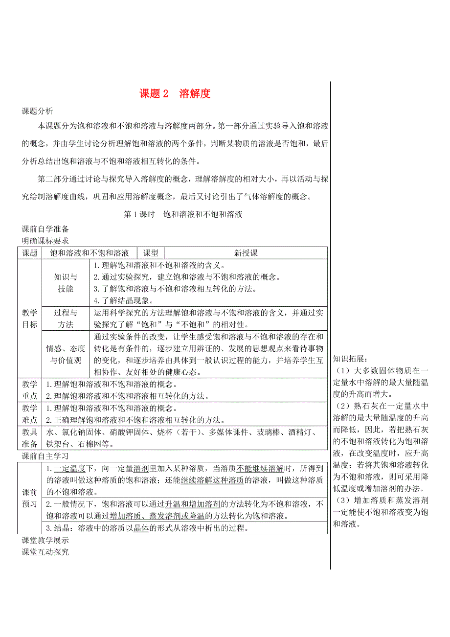 2022九年级化学下册 第九单元 溶液 课题2 溶解度第1课时 饱和溶液与不饱和溶液导学案（新版）新人教版.doc_第1页