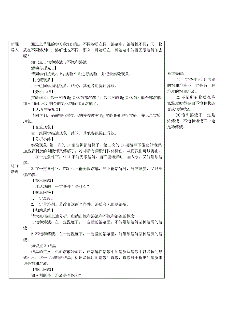 2022九年级化学下册 第九单元 溶液 课题2 溶解度第1课时 饱和溶液与不饱和溶液导学案（新版）新人教版.doc_第2页